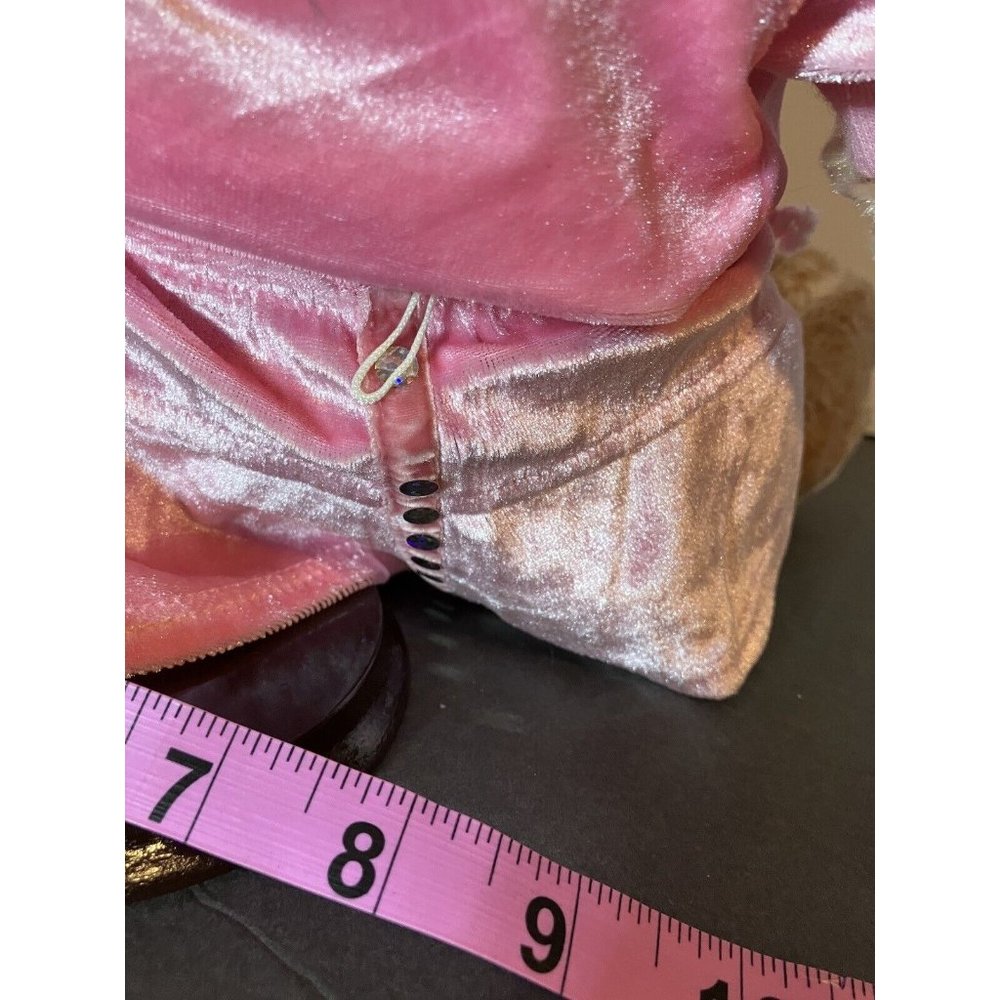 Build-A-Bear Tan Bunny Floppy Ears w/Pink Velvet  Rhinestone Hoodie Skirt Outfit - Picture 14 of 16